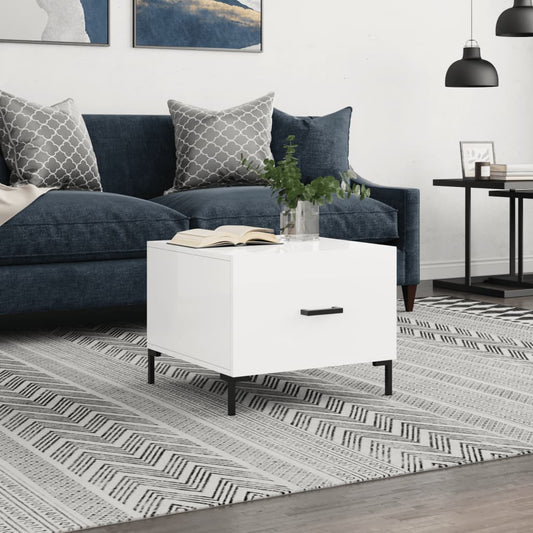 Tavolino da Salotto Bianco Lucido 50x50x40 cm Legno Multistrato | homemem39