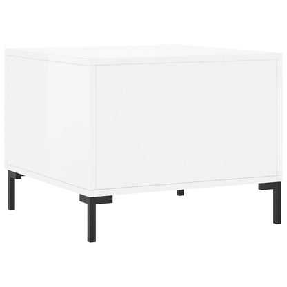 Tavolini Salotto 2pz Bianco Lucido 50x50x40cm Legno Multistrato