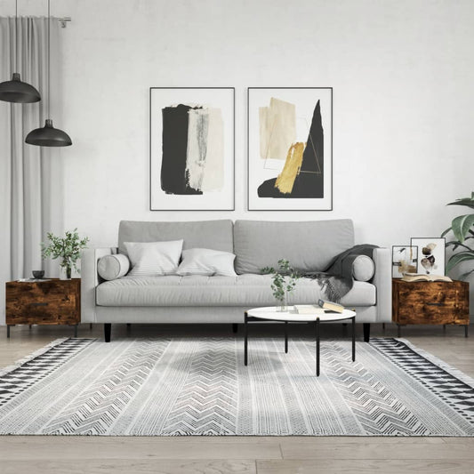 Tavolini Salotto 2 pz Rovere Fumo 50x50x40cm Legno Multistrato | homemem39