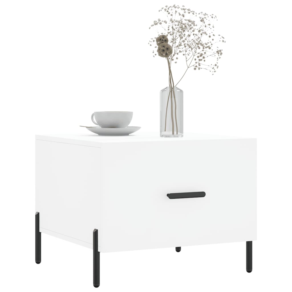 Tavolini da Salotto 2 pz Bianchi 50x50x40 cm Legno Multistrato