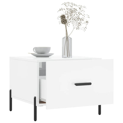 Tavolino da Salotto Bianco Lucido 50x50x40 cm Legno Multistrato