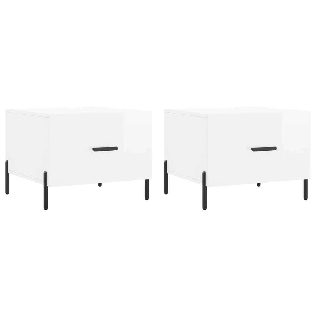 Tavolini Salotto 2pz Bianco Lucido 50x50x40cm Legno Multistrato | homemem39