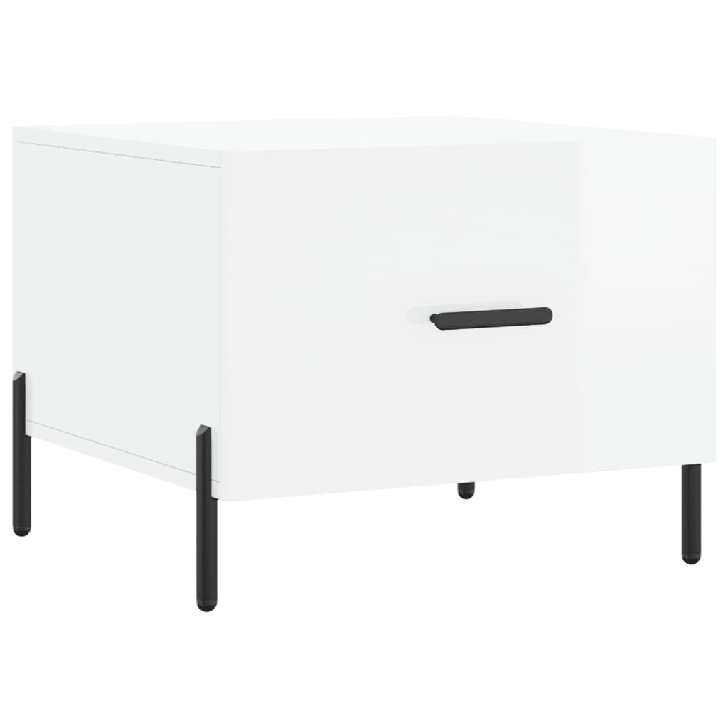 Tavolini Salotto 2pz Bianco Lucido 50x50x40cm Legno Multistrato | homemem39