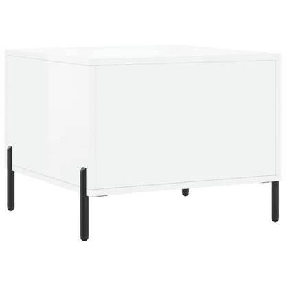 Tavolini Salotto 2pz Bianco Lucido 50x50x40cm Legno Multistrato