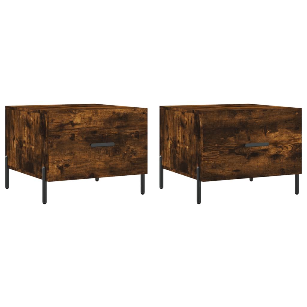 Tavolini Salotto 2 pz Rovere Fumo 50x50x40cm Legno Multistrato | homemem39