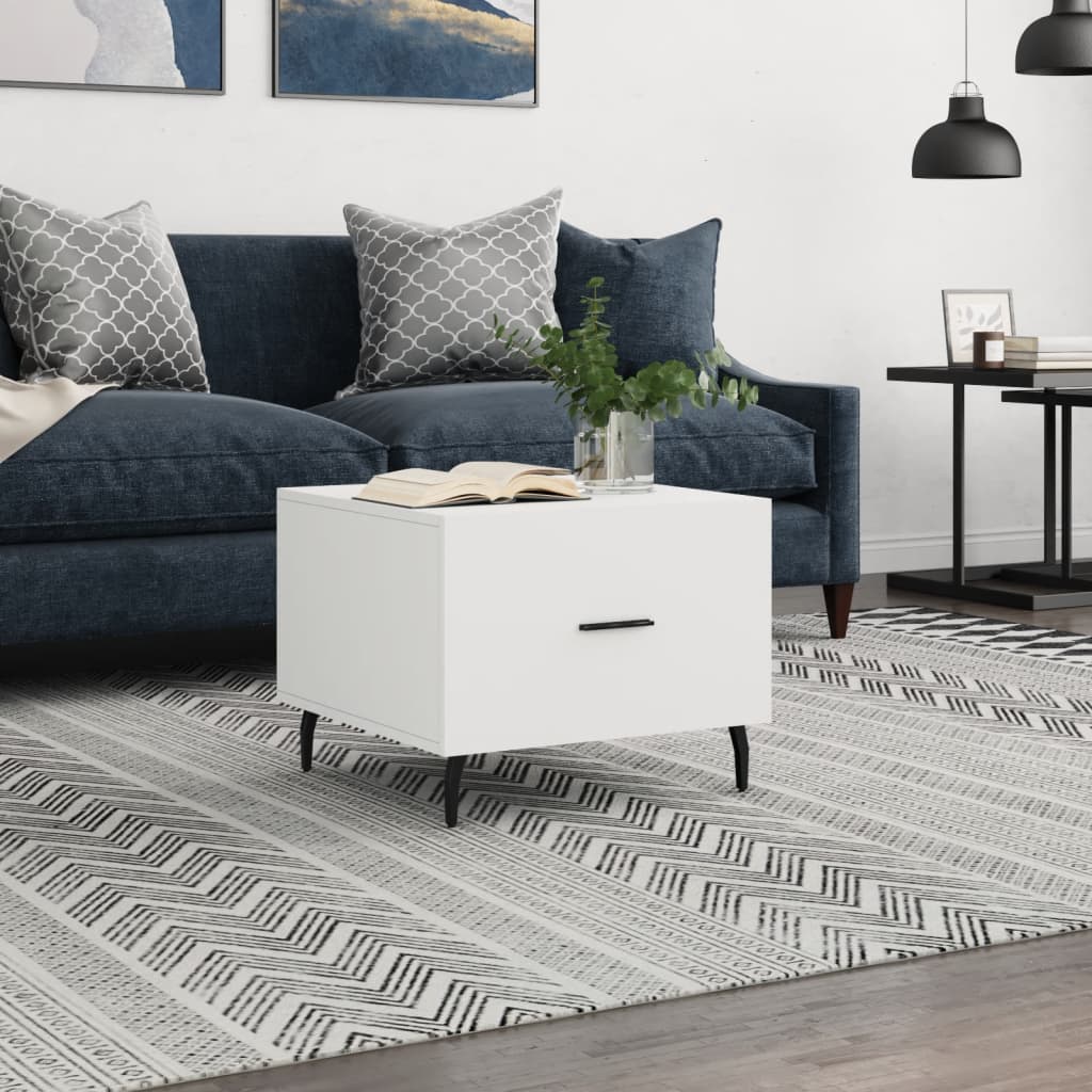 Tavolino da Salotto Bianco 50x50x40 cm in Legno Multistrato | homemem39