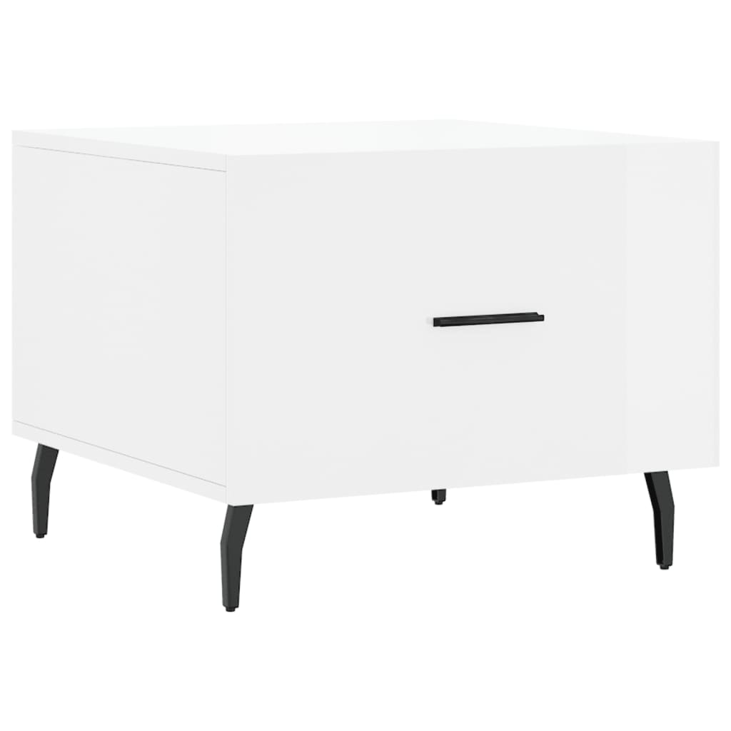 Tavolino da Salotto Bianco Lucido 50x50x40 cm Legno Multistrato | homemem39