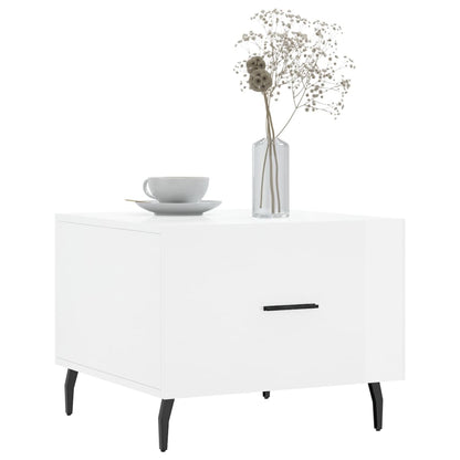 Tavolino da Salotto Bianco Lucido 50x50x40 cm Legno Multistrato | homemem39