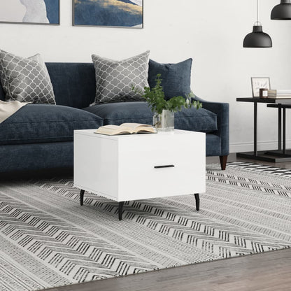 Tavolino da Salotto Bianco Lucido 50x50x40 cm Legno Multistrato | homemem39