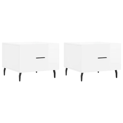 Tavolini Salotto 2pz Bianco Lucido 50x50x40cm Legno Multistrato | homemem39