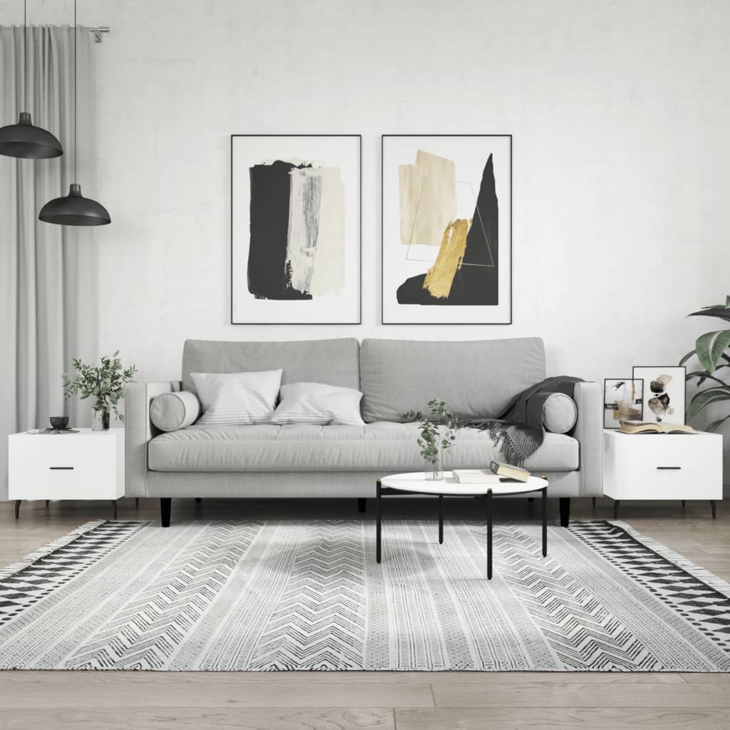 Tavolini Salotto 2pz Bianco Lucido 50x50x40cm Legno Multistrato | homemem39