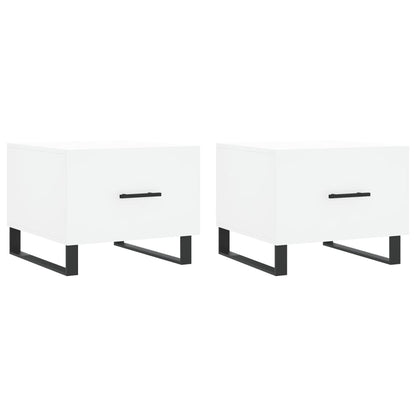 Tavolini da Salotto 2 pz Bianchi 50x50x40 cm Legno Multistrato