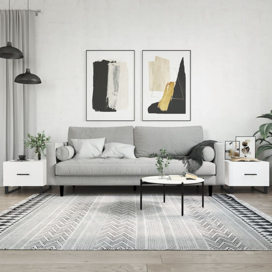 Tavolini da Salotto 2 pz Bianchi 50x50x40 cm Legno Multistrato | homemem39