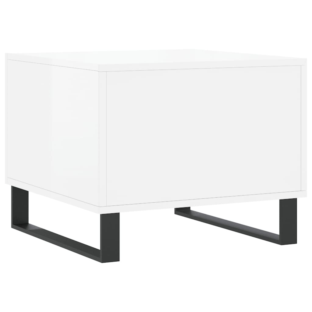Tavolini Salotto 2pz Bianco Lucido 50x50x40cm Legno Multistrato | homemem39
