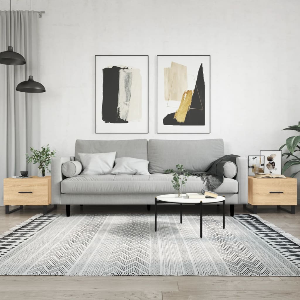 Tavolini Salotto 2pz Rovere Sonoma 50x50x40cm Legno Multistrato | homemem39