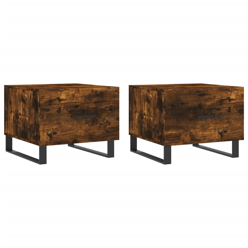 Tavolini Salotto 2 pz Rovere Fumo 50x50x40cm Legno Multistrato | homemem39