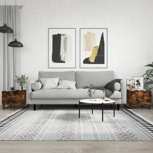 Tavolini Salotto 2 pz Rovere Fumo 50x50x40cm Legno Multistrato | homemem39