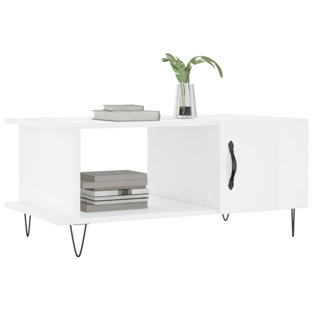 Tavolino da Salotto Bianco Lucido 90x50x40 cm Legno Multistrato | homemem39