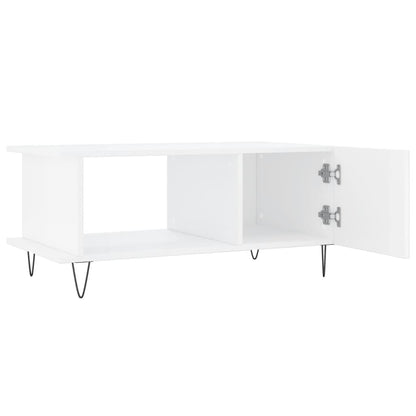 Tavolino da Salotto Bianco Lucido 90x50x40 cm Legno Multistrato | homemem39