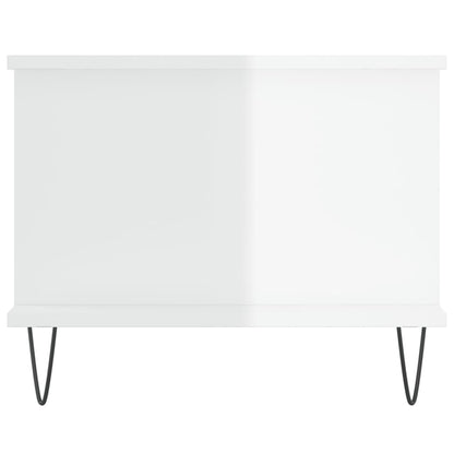 Tavolino da Salotto Bianco Lucido 90x50x40 cm Legno Multistrato | homemem39