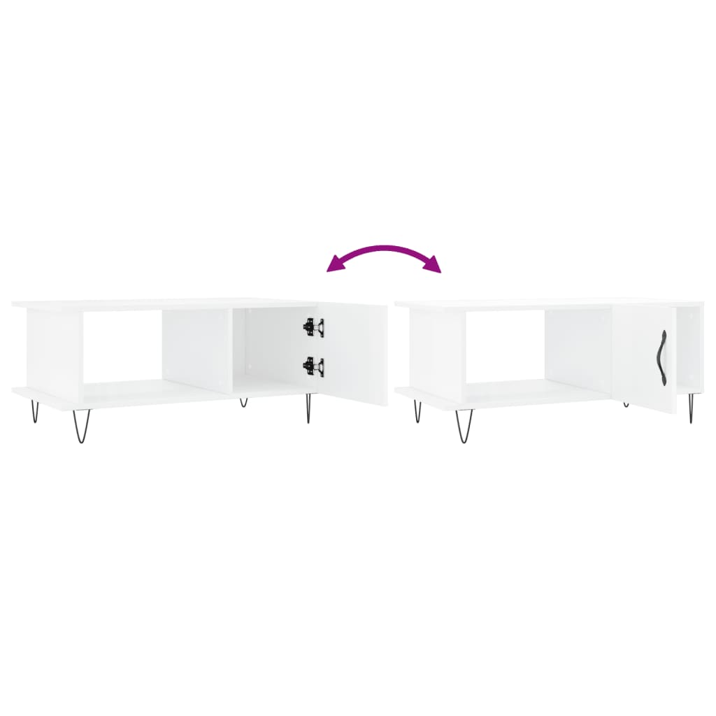 Tavolino da Salotto Bianco Lucido 90x50x40 cm Legno Multistrato | homemem39