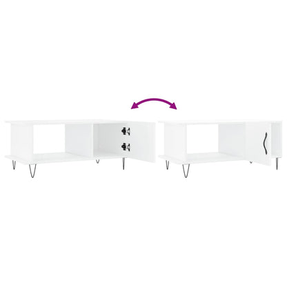 Tavolino da Salotto Bianco Lucido 90x50x40 cm Legno Multistrato | homemem39