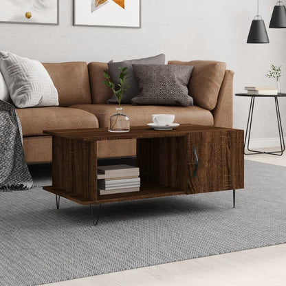 Tavolino da Salotto Rovere Marrone 90x50x40cm Legno Multistrato | homemem39