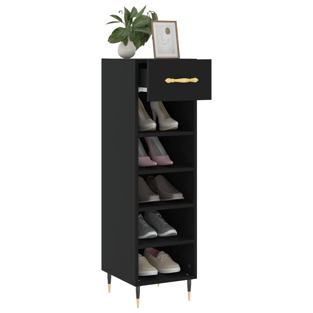 Scarpiera Nera 30x35x105 cm in Legno Multistrato - homemem39