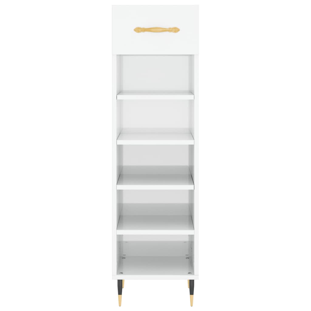 Scarpiera Bianco Lucido 30x35x105 cm in Legno Multistrato - homemem39