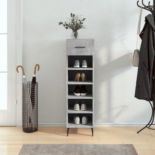 Scarpiera Grigio Cemento 30x35x105 cm in Legno Multistrato - homemem39