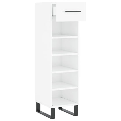 Scarpiera Bianco Lucido 30x35x105 cm in Legno Multistrato - homemem39