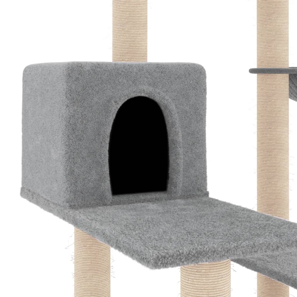 Albero per Gatti con Tiragraffi in Sisal Grigio Chiaro 82,5 cm - homemem39