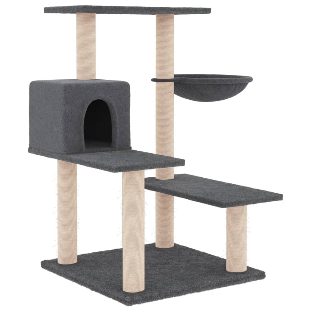 Albero per Gatti con Tiragraffi in Sisal Grigio Scuro 82,5 cm - homemem39