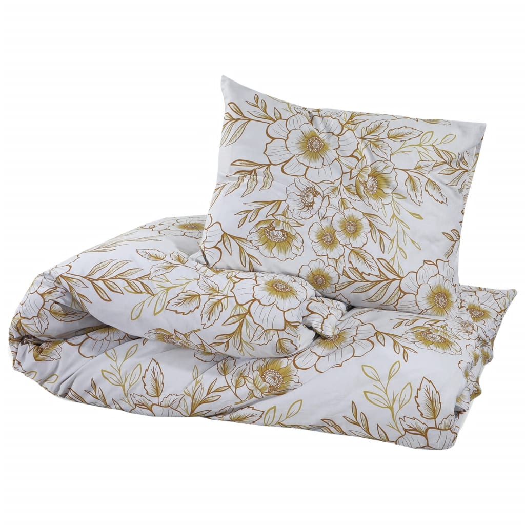 Set Copripiumino Bianco e Marrone 260x220 cm in Cotone - homemem39