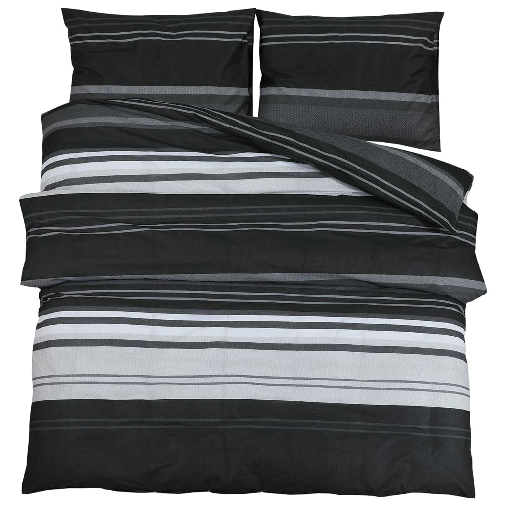 Set Copripiumino Nero e Bianco 260x240 cm in Cotone - homemem39
