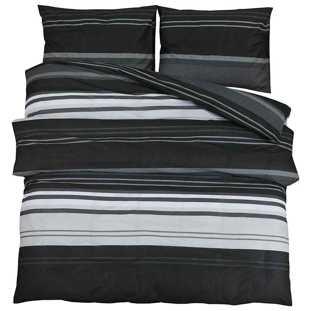 Set Copripiumino Nero e Bianco 225x220 cm in Cotone | homemem39