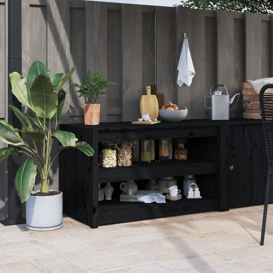 Mobile da Cucina da Esterno Nero 106x55x64 cm Legno Massello di Pino - homemem39