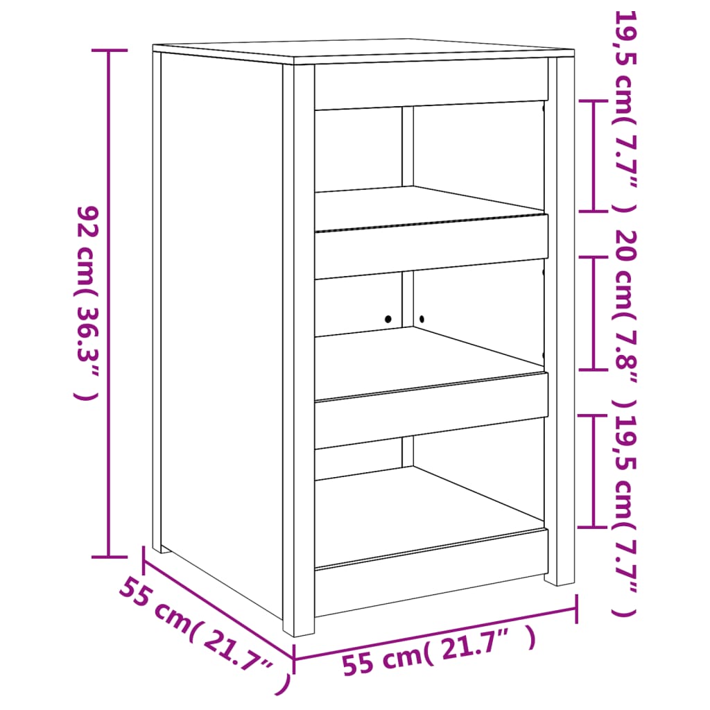 Mobile da Cucina da Esterno Bianco 55x55x92 cm Legno Massello di Pino - homemem39