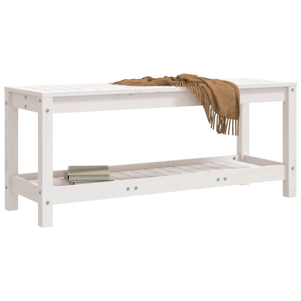 Panca da Giardino Bianca 108x35x45 cm Legno Massello di Pino - homemem39