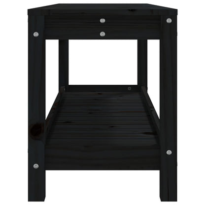 Panca da Giardino Nera 108x35x45 cm in Legno Massello di Pino - homemem39