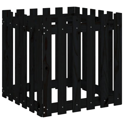 Fioriera Giardino a Recinzione Nera 60x60x60 cm Massello Pino - homemem39