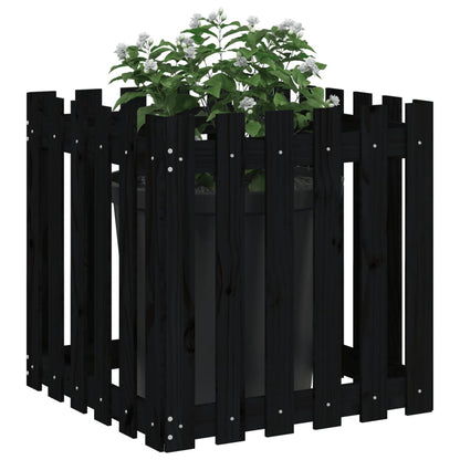 Fioriera Giardino a Recinzione Nera 60x60x60 cm Massello Pino - homemem39