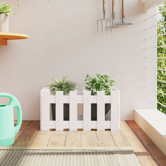 Fioriera Giardino a Recinzione Bianco 60x30x30 cm Massello Pino - homemem39