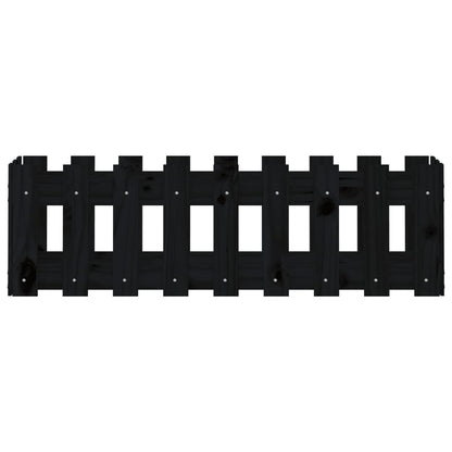 Fioriera Giardino a Recinzione Nera 100x30x30cm Massello Pino