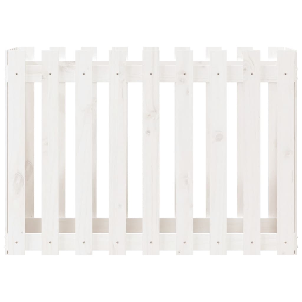 Fioriera Giardino a Recinzione Bianca 100x50x70cm Massello Pino | homemem39