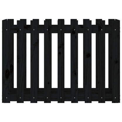 Fioriera Giardino a Recinzione Nera 100x50x70cm Massello Pino