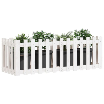 Fioriera Giardino a Recinzione Bianca 150x50x50cm Massello Pino | homemem39