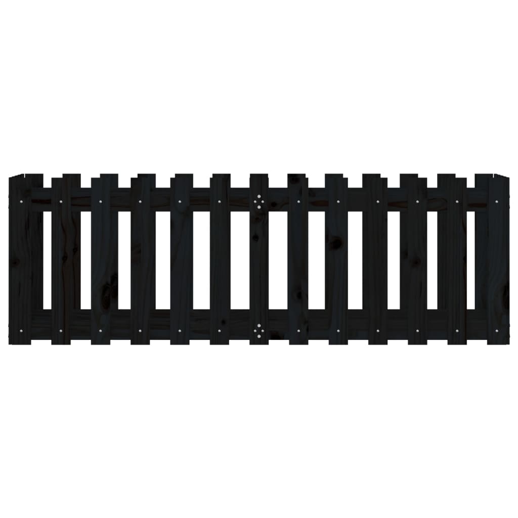 Fioriera Giardino a Recinzione Nera 150x50x50cm Massello Pino | homemem39