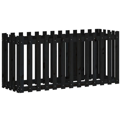 Fioriera Giardino a Recinzione Nera 150x50x70cm Massello Pino | homemem39