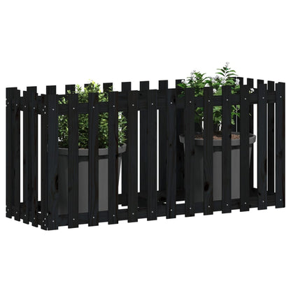 Fioriera Giardino a Recinzione Nera 150x50x70cm Massello Pino | homemem39